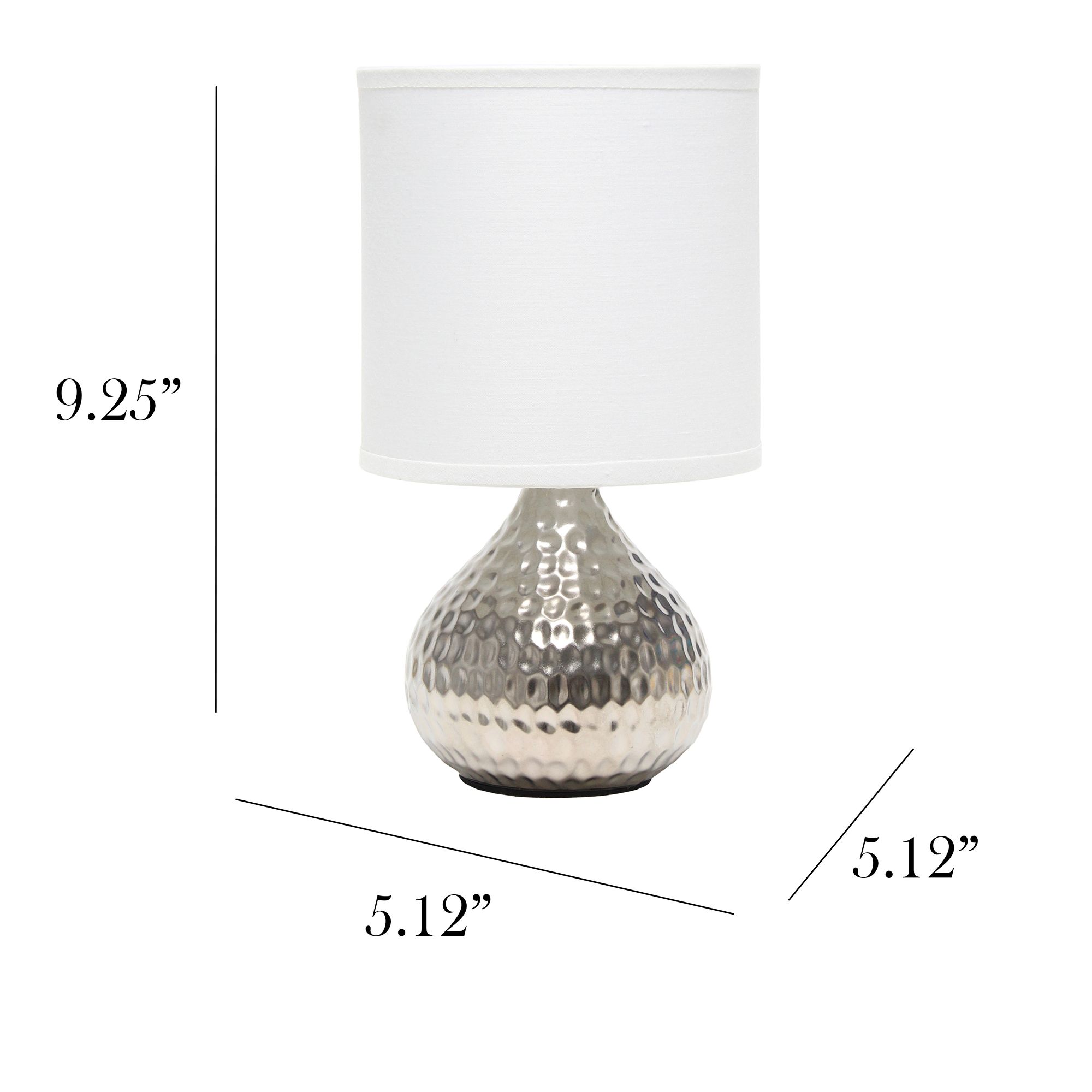 Simple Designs 9 1/4" High Silver White Shade Accent Table Lamp