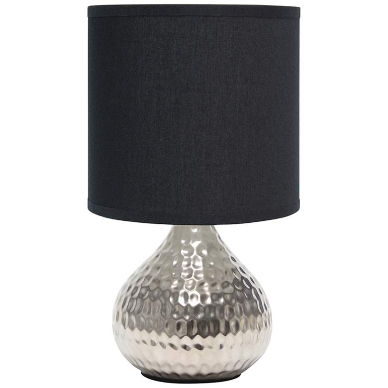 Image 2 Simple Designs 9 1/4 inchH Silver Black Shade Accent Table Lamp