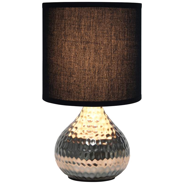 Image 7 Simple Designs 9 1/4"H Silver Black Shade Accent Table Lamp more views