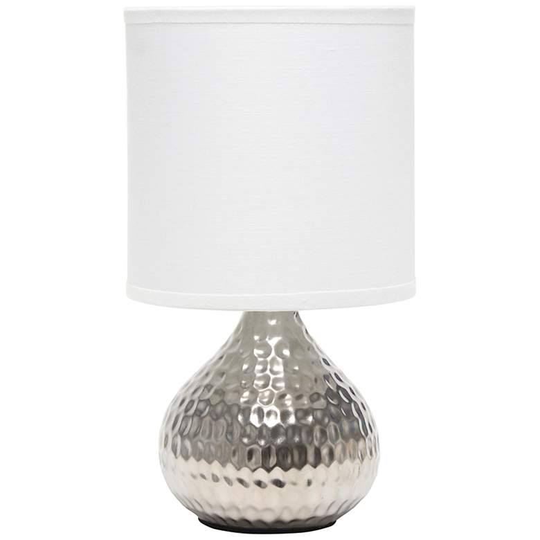 Image 2 Simple Designs 9 1/4"H Silver White Shade Accent Table Lamp