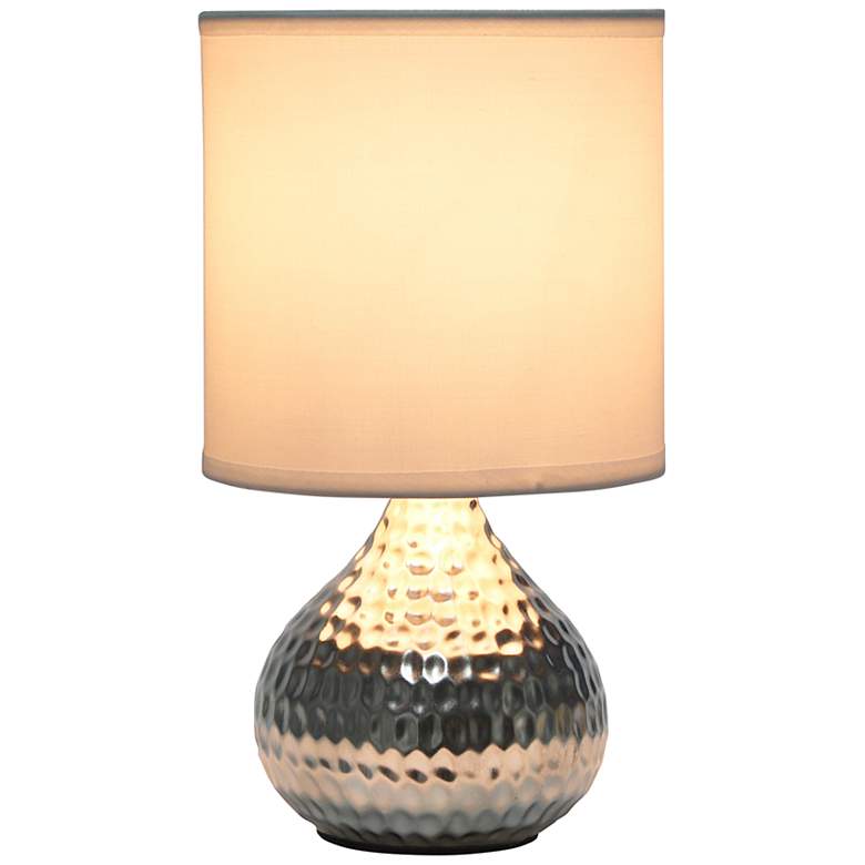 Image 7 Simple Designs 9 1/4 inchH Silver White Shade Accent Table Lamp more views