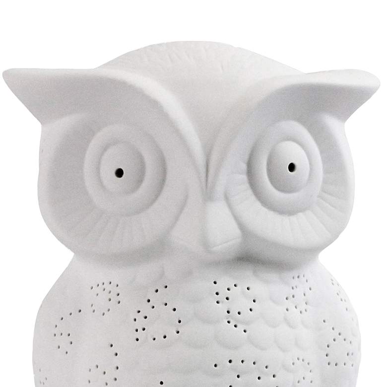 Image 2 Simple Designs 9 3/4 inch High White Porcelain Wise Owl Accent Table Lamp more views