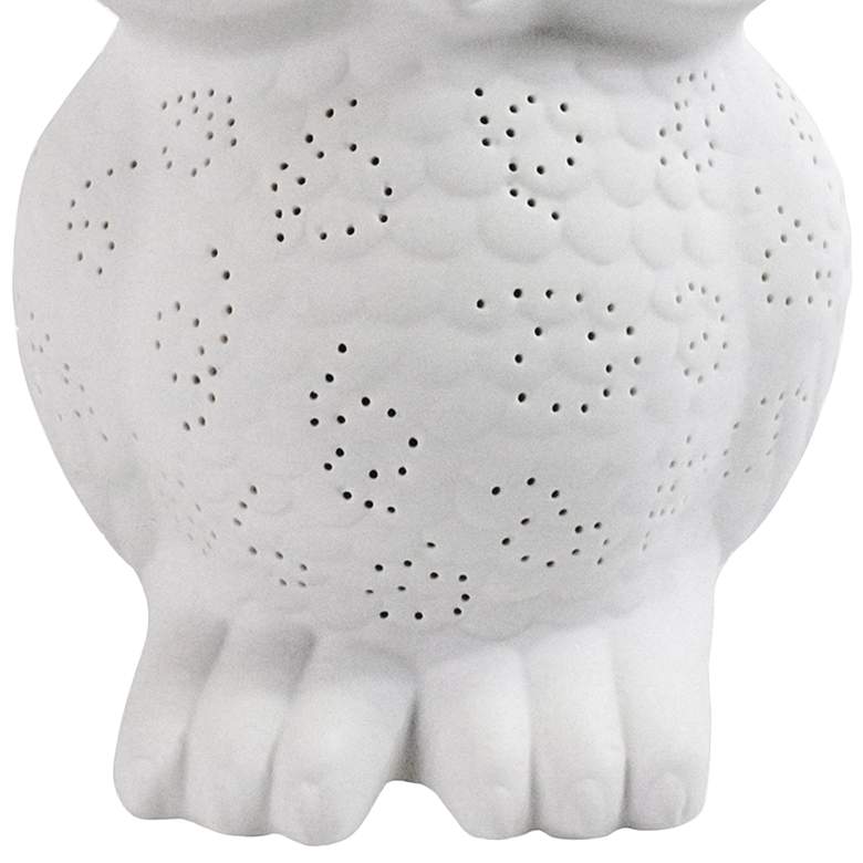Image 3 Simple Designs 9 3/4 inch High White Porcelain Wise Owl Accent Table Lamp more views