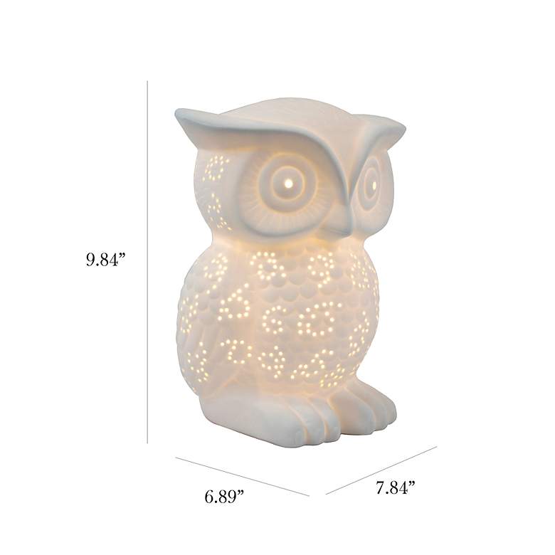 Image 6 Simple Designs 9 3/4" High White Porcelain Wise Owl Accent Table Lamp more views
