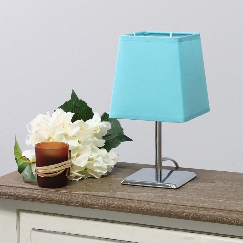 Image 1 Simple Designs 9 3/4"H Blue Shade Chrome Accent Table Lamp