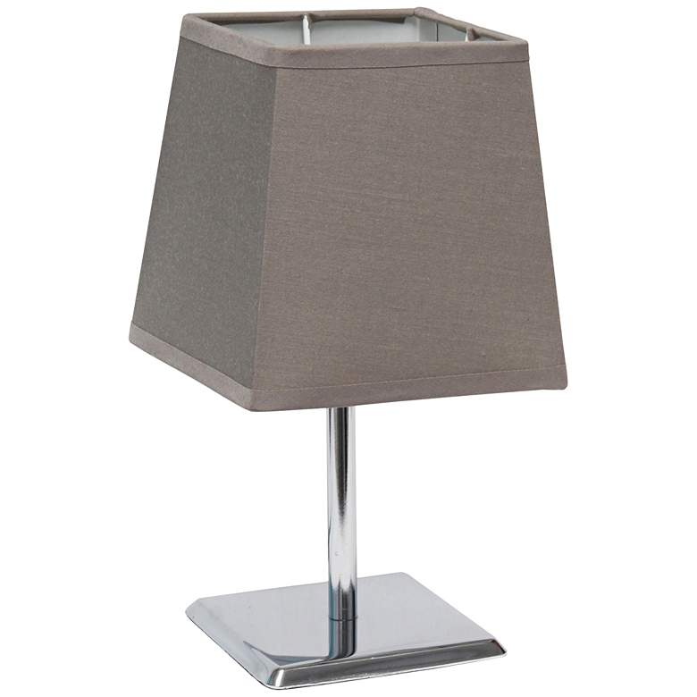 Image 2 Simple Designs 9 3/4 inchH Gray Shade Chrome Accent Table Lamp
