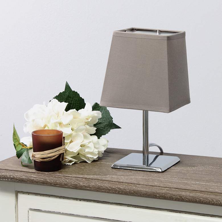 Image 1 Simple Designs 9 3/4"H Gray Shade Chrome Accent Table Lamp