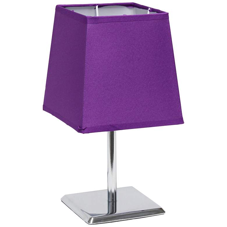 Image 2 Simple Designs 9 3/4"H Purple Shade Chrome Accent Table Lamp