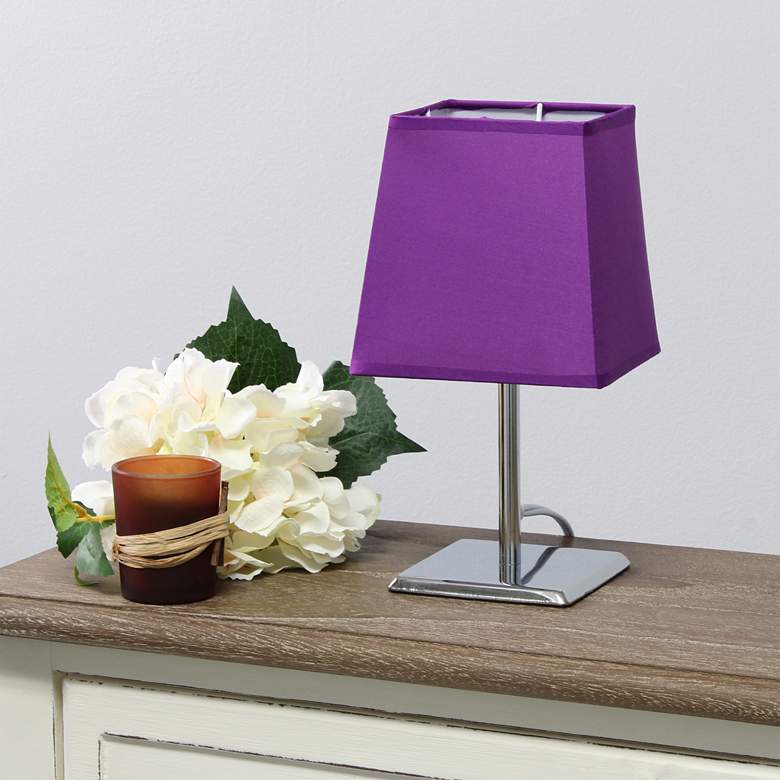 Image 1 Simple Designs 9 3/4 inchH Purple Shade Chrome Accent Table Lamp