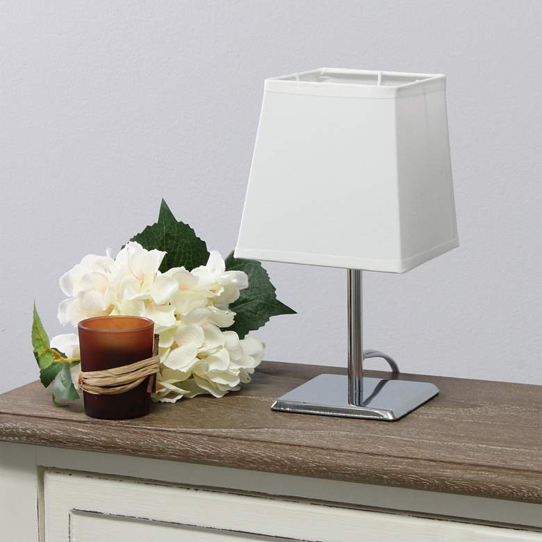 Image 1 Simple Designs 9 3/4 inchH White Shade Chrome Accent Table Lamp