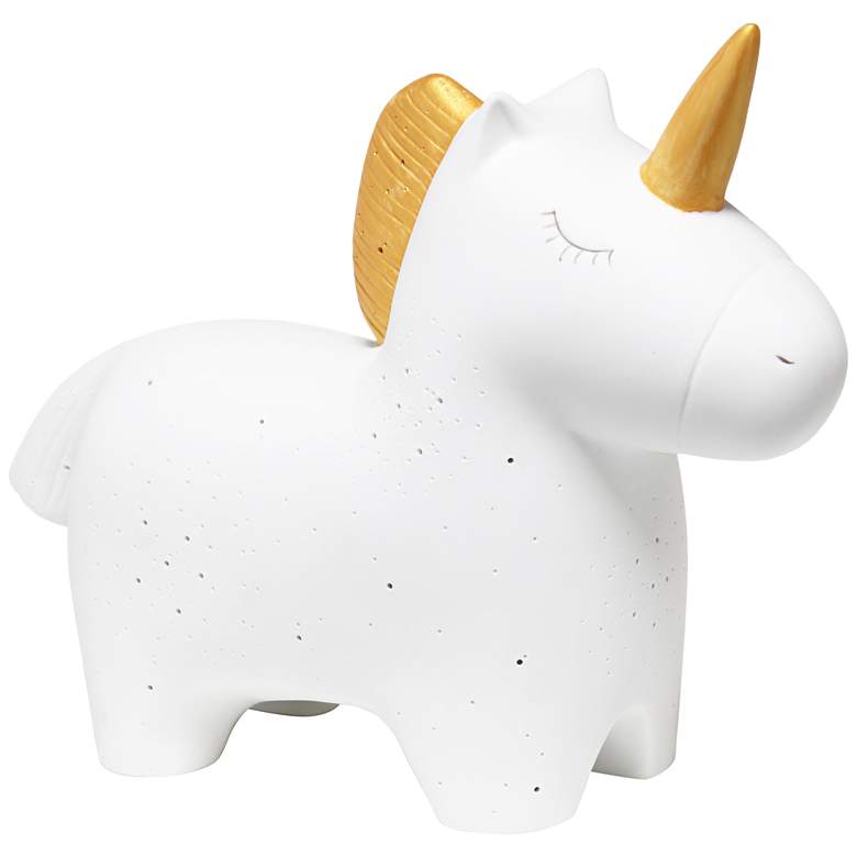 Image 2 Simple Designs 9 inch High White Porcelain Unicorn Accent Table Lamp