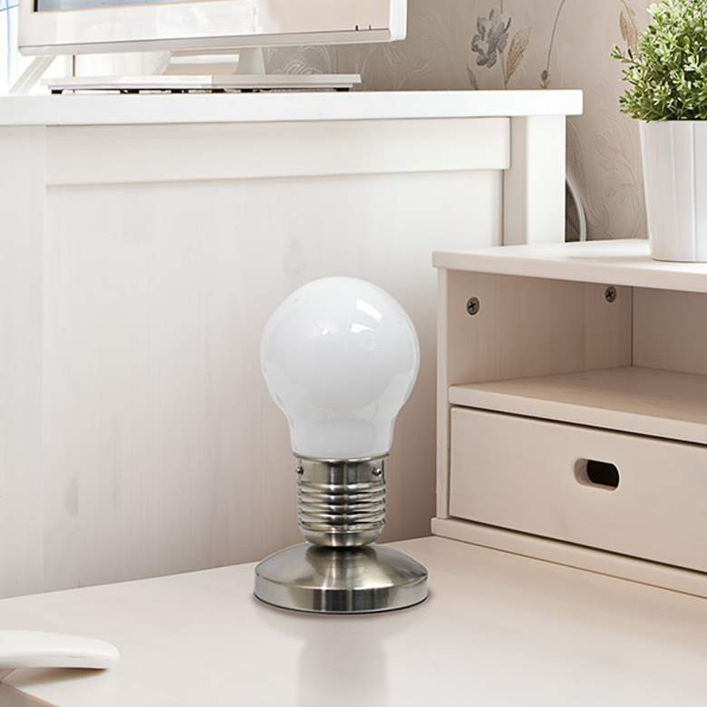 Simple Designs 9&quot;H Sand Nickel Edison Bulb Idea Touch Mini Desk Lamp