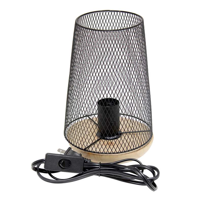 Image 5 Simple Designs 9 inchH Tapered Black Mesh Accent Table Lamp more views