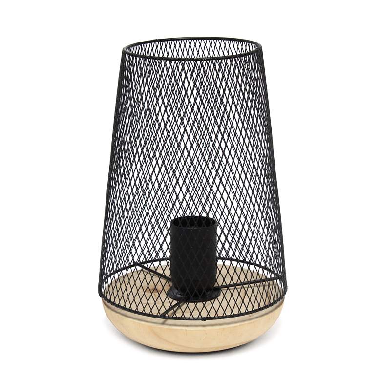 Image 6 Simple Designs 9 inchH Tapered Black Mesh Accent Table Lamp more views
