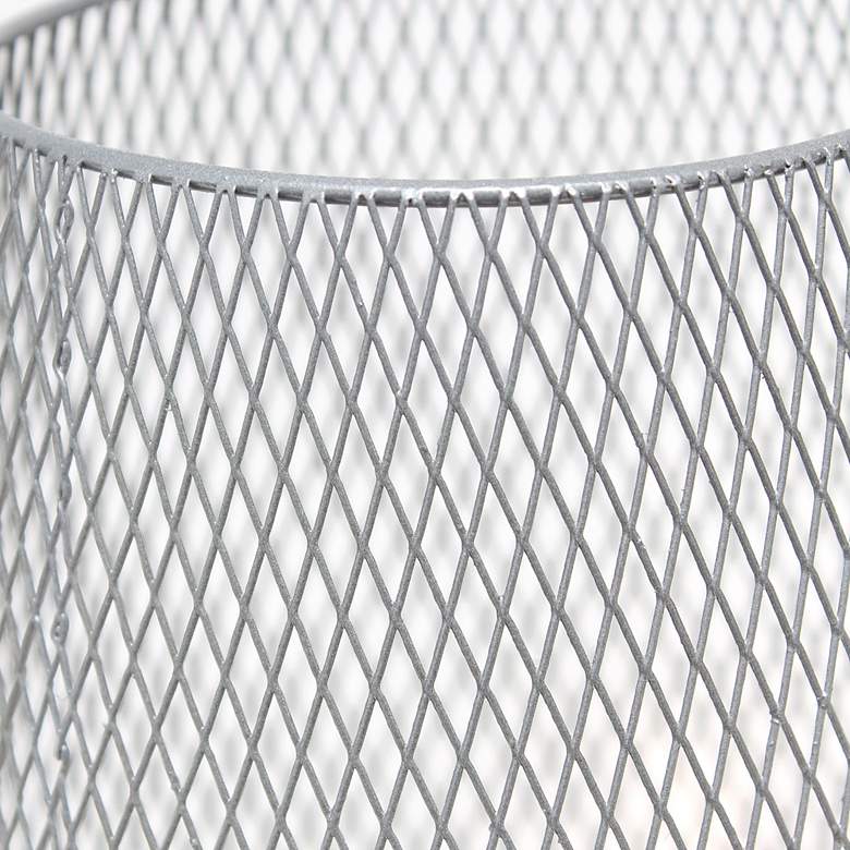 Image 4 Simple Designs 9"H Tapered Gray Mesh Accent Table Lamp more views