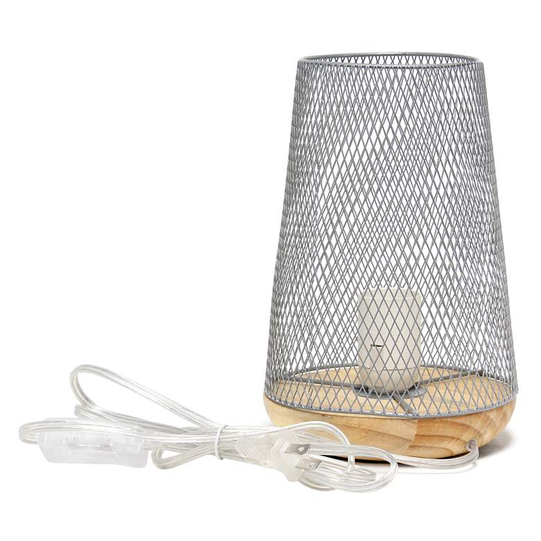 Image 5 Simple Designs 9"H Tapered Gray Mesh Accent Table Lamp more views