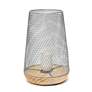Simple Designs 9"H Tapered Gray Mesh Accent Table Lamp