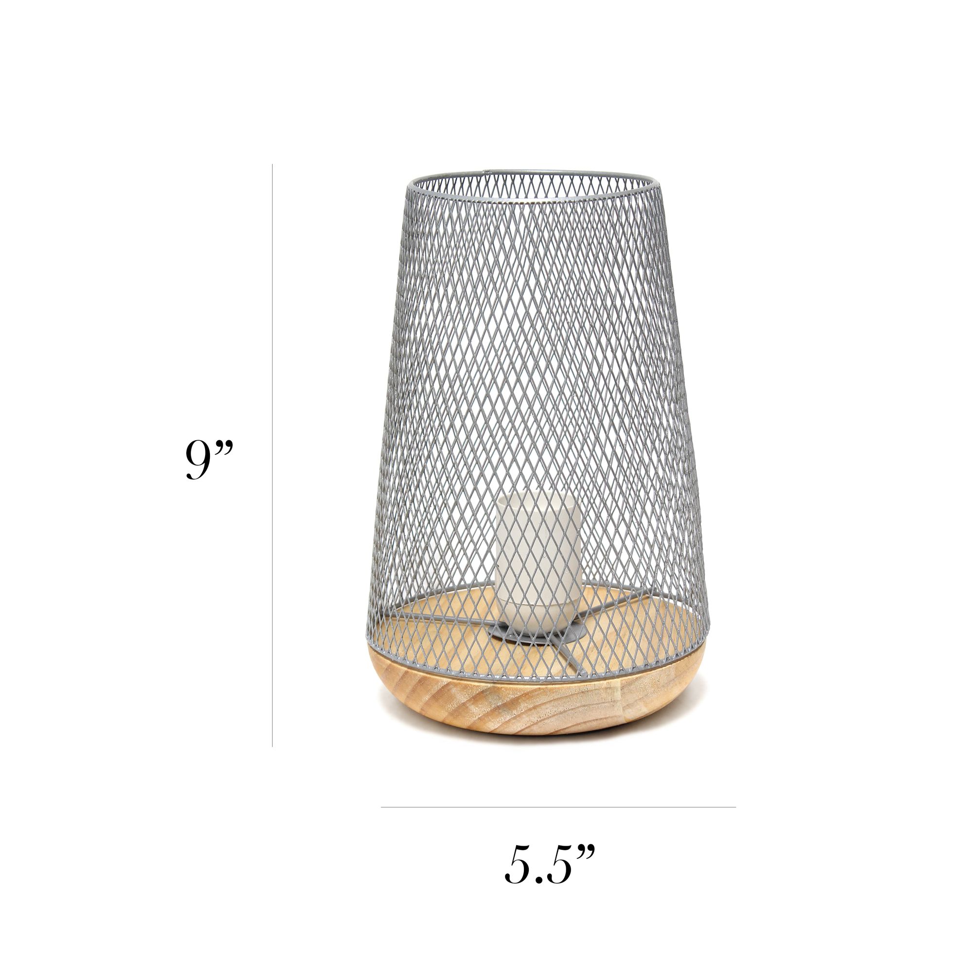 Simple Designs 9"H Tapered Gray Mesh Accent Table Lamp