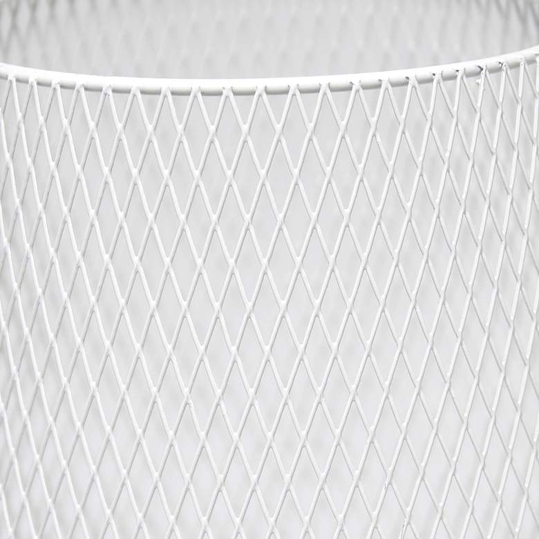 Image 4 Simple Designs 9"H Tapered White Mesh Accent Table Lamp more views