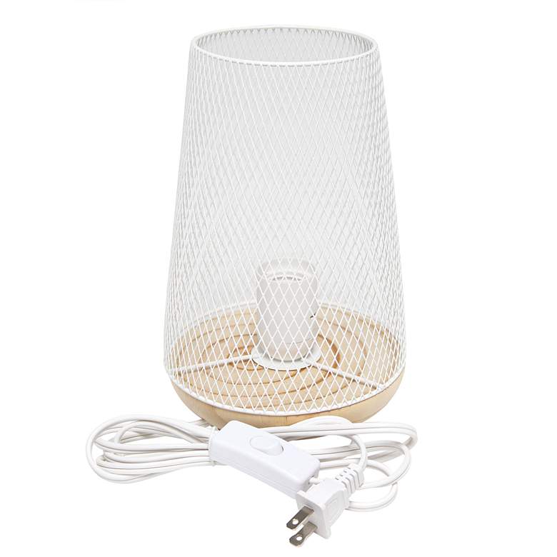 Image 5 Simple Designs 9"H Tapered White Mesh Accent Table Lamp more views