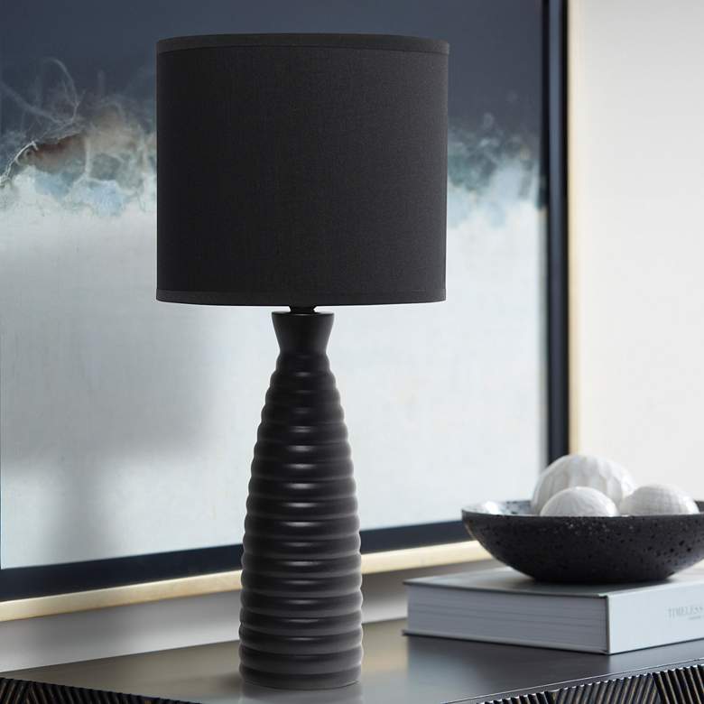 Image 1 Simple Designs Alsace 20 1/4 inch Black Ceramic Bottle Table Lamp