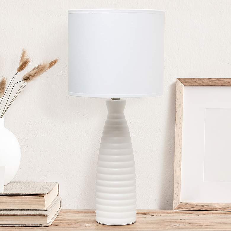 Image 1 Simple Designs Alsace Off-White Bottle Ceramic Table Lamp