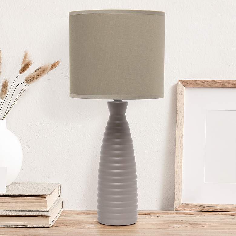 Image 1 Simple Designs Alsace Taupe Bottle Ceramic Table Lamp with Taupe Shade