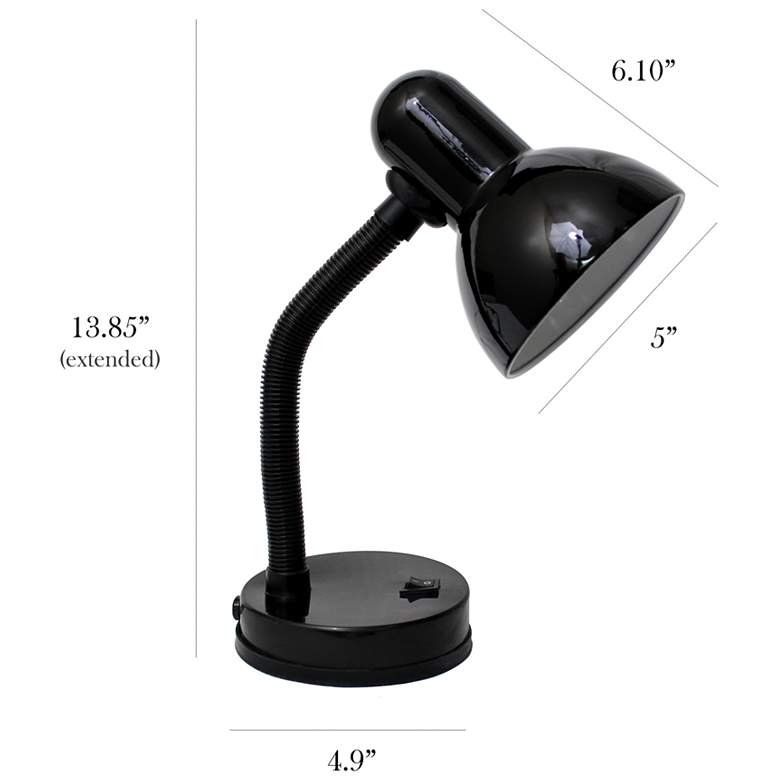 Image 7 Simple Designs Basic Black Flexible Hose Neck Desk Lamp more views