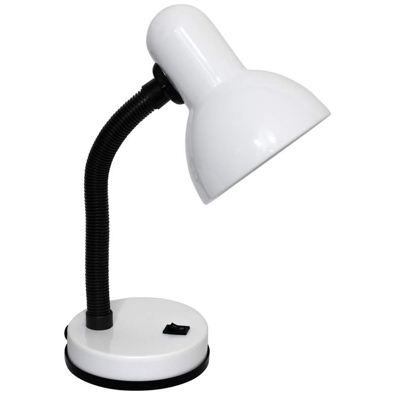 Image 1 Simple Designs Basic White Flexible Hose Neck Desk Lamp