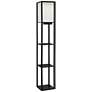 Simple Designs Black 3-Self Etagere Floor Lamp with USB Ports and Outlet