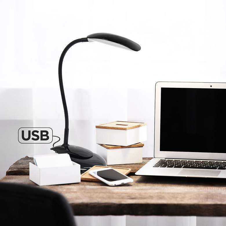 Image 1 Simple Designs Black Adjustable LED Rounded Clip Light