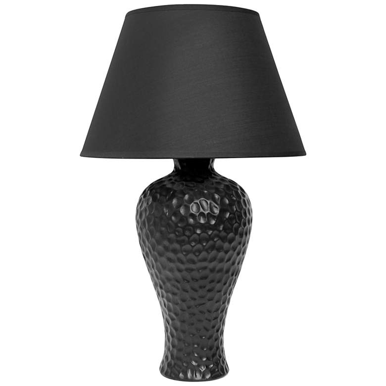 Image 1 Simple Designs Black Curvy Stucco Ceramic Table Lamp with Black Shade
