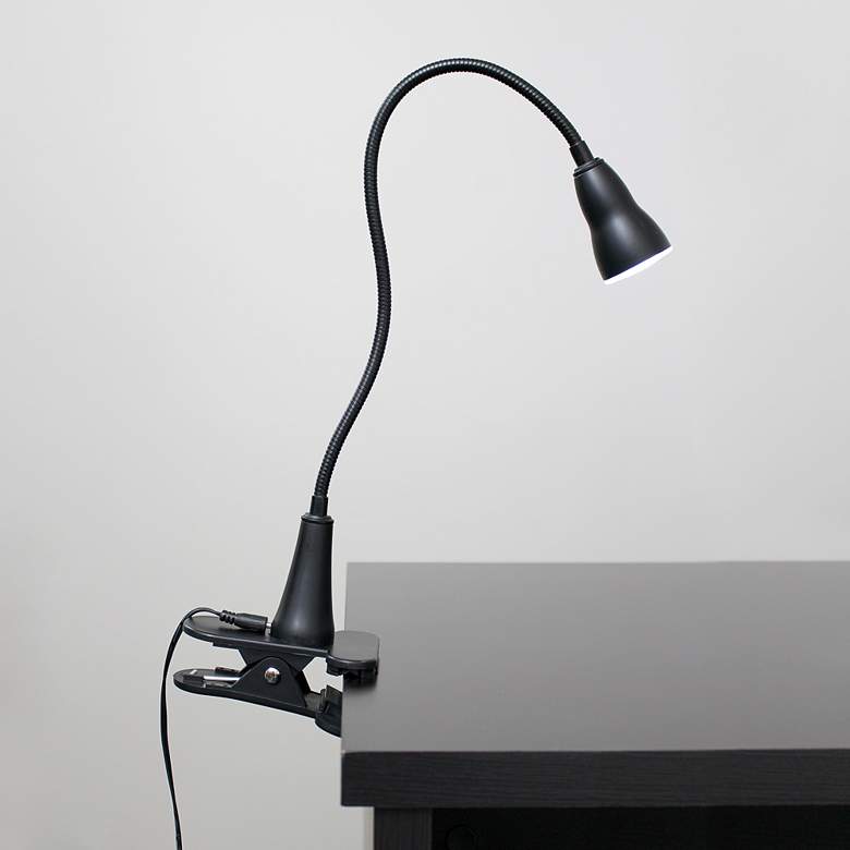 Image 1 Simple Designs Black Gooseneck LED Clip Light Desk Lamp