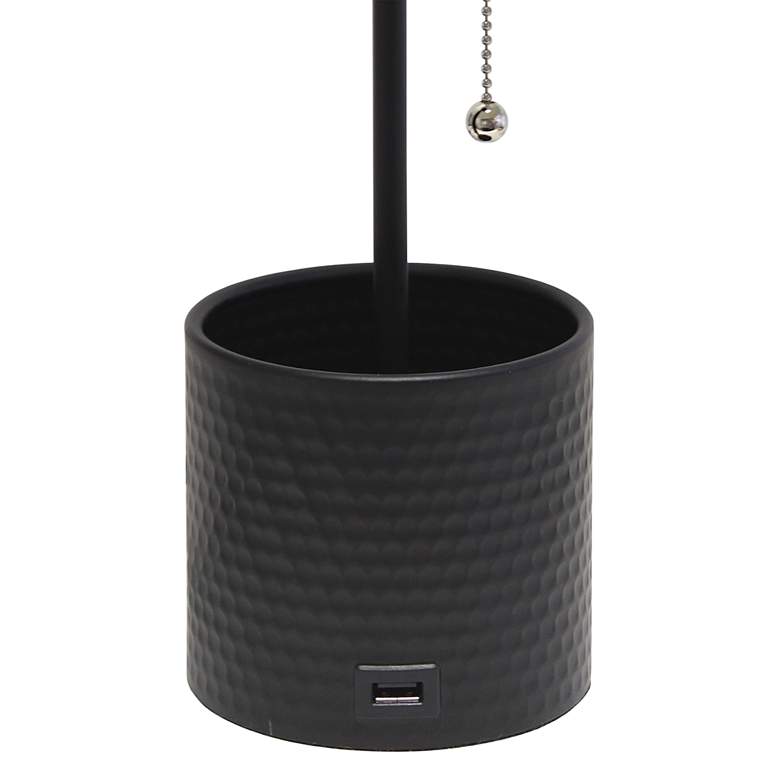 Image 4 Simple Designs Black Hammered Metal Table Lamp with Organizer and USB Port more views