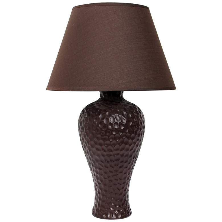 Image 2 Simple Designs Brown Curvy Stucco Ceramic Table Lamp with Brown Shade