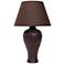 Simple Designs Brown Curvy Stucco Ceramic Table Lamp with Brown Shade