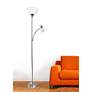 Simple Designs Brushed Nickel 2-Light Torchiere Floor Lamp