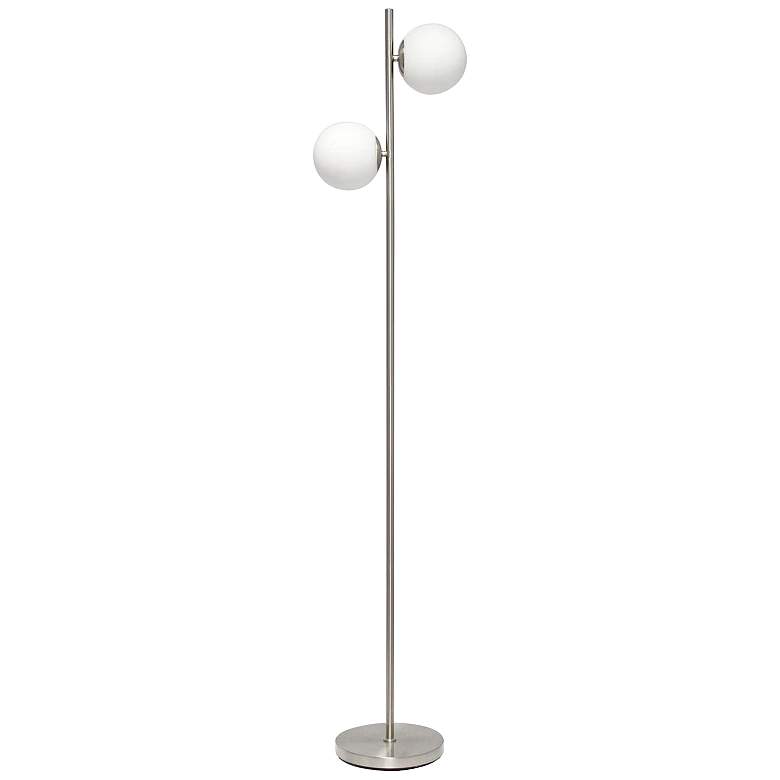 Image 2 Simple Designs Brushed Nickel 2-Light Tree Floor Lamp