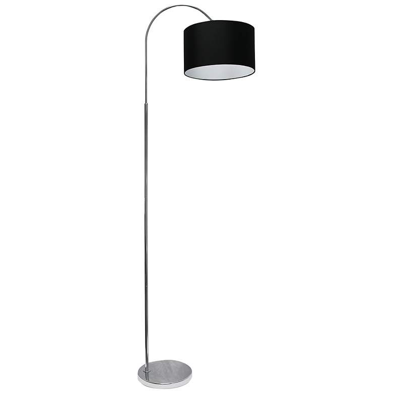 Image 2 Simple Designs Brushed Nickel Arc Floor Lamp with Black Shade