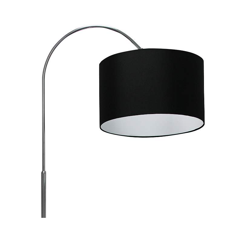 Image 3 Simple Designs Brushed Nickel Arc Floor Lamp with Black Shade more views