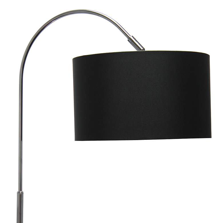 Image 5 Simple Designs Brushed Nickel Arc Floor Lamp with Black Shade more views