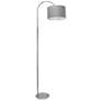 Simple Designs Brushed Nickel Arc Floor Lamp with Gray Shade in scene