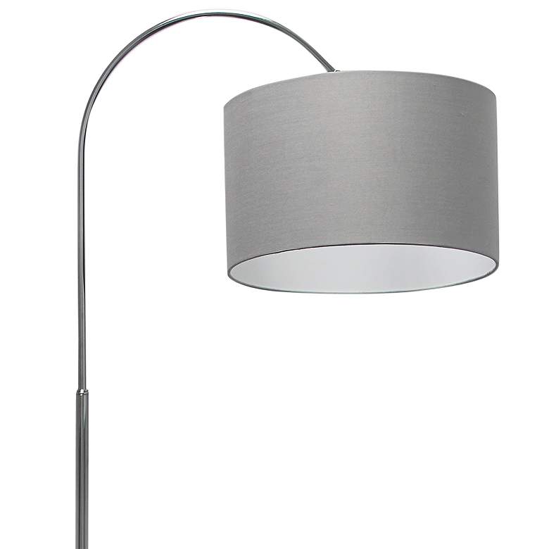 Image 3 Simple Designs Brushed Nickel Arc Floor Lamp with Gray Shade more views
