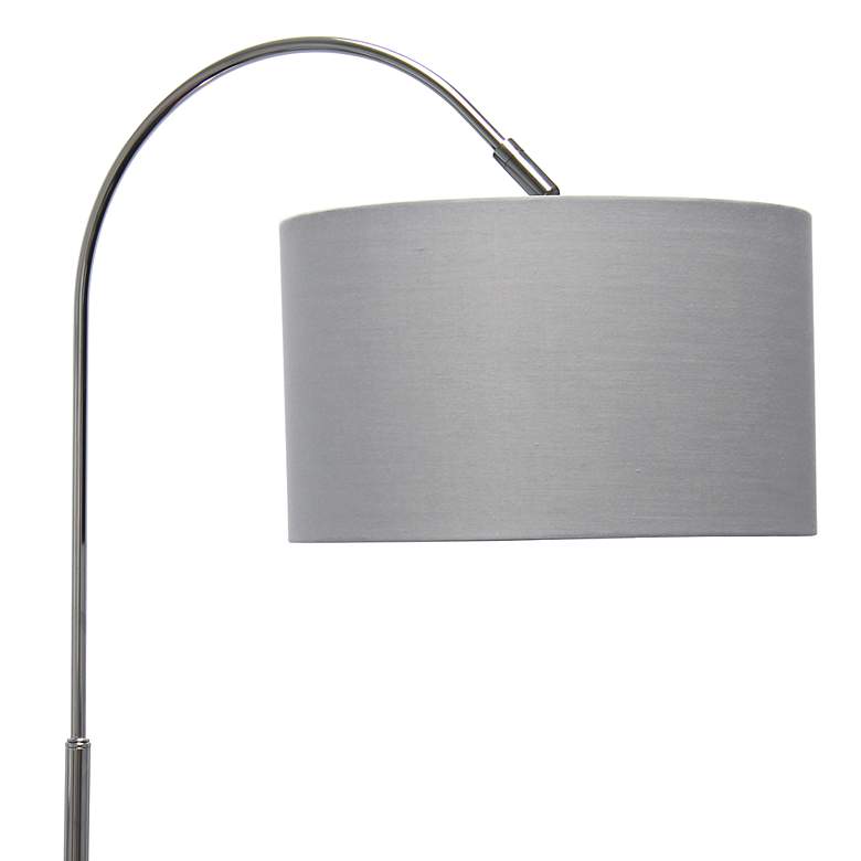 Image 5 Simple Designs Brushed Nickel Arc Floor Lamp with Gray Shade more views