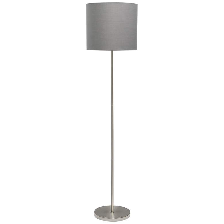 Image 2 Simple Designs Brushed Nickel Floor Lamp with Gray Shade