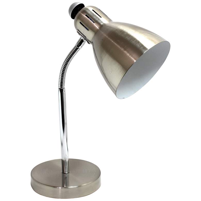Image 2 Simple Designs Brushed Nickel Iron Semi-Flexible Desk Lamp