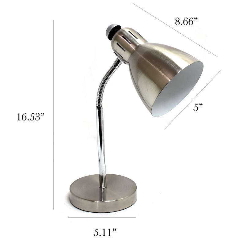 Image 5 Simple Designs Brushed Nickel Iron Semi-Flexible Desk Lamp more views