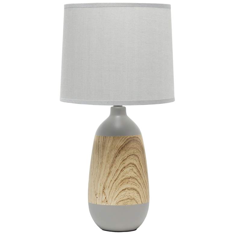 Image 1 Simple Designs Ceramic Oblong Table Lamp, Light Wood and Gray