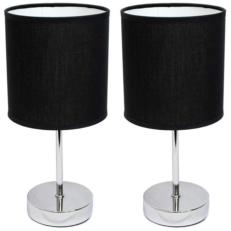Image 1 Simple Designs Chrome Mini Basic Table Lamp 2 Pack Set, Black