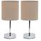 Simple Designs Chrome Mini Basic Table Lamp 2 Pack Set, Gray